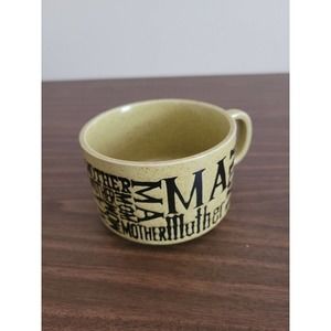 VTG Mom Mother MA Mug green black Coffee Pottery Cup Soup Bowl